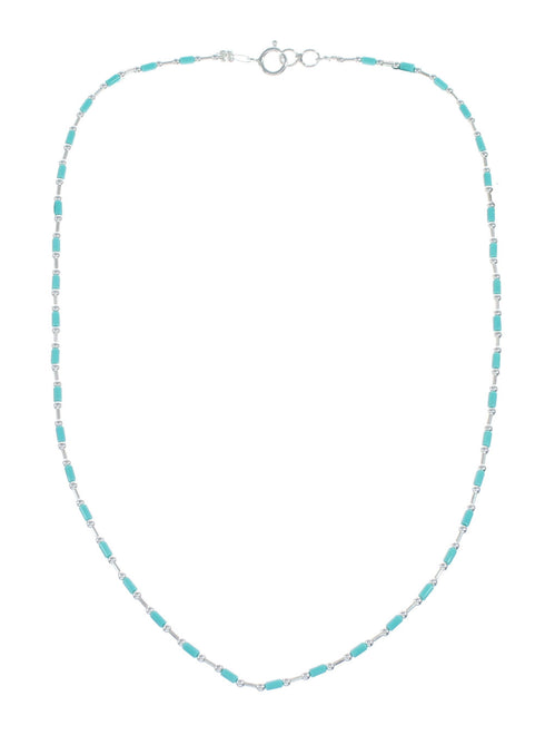 Hand Strung Liquid Silver Turquoise Necklace SX10206