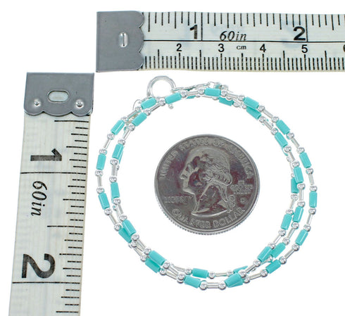 Hand Strung Liquid Silver Turquoise Necklace SX10206