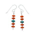 Turquoise And Coral Authentic Sterling Silver Navajo Bead Hook Dangle Earrings SX10219