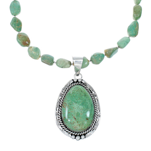 Sterling Silver Navajo Native American Turquoise Necklace Pendant Set SX10220