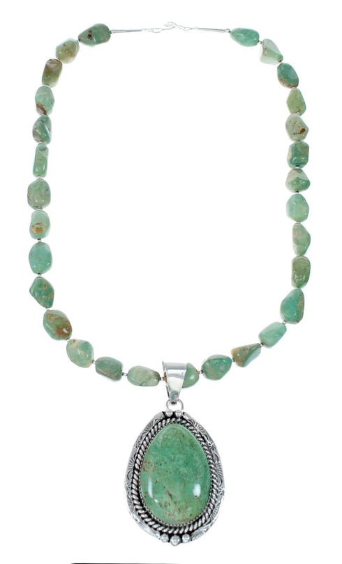 Sterling Silver Navajo Native American Turquoise Necklace Pendant Set SX10220