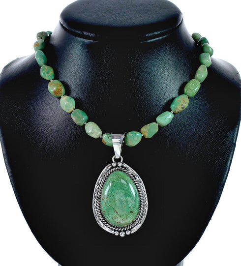 Sterling Silver Navajo Native American Turquoise Necklace Pendant Set SX10220