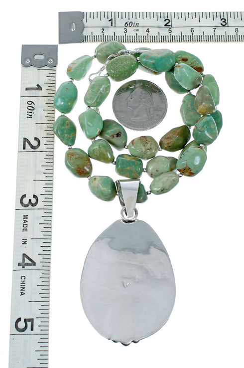 Sterling Silver Navajo Native American Turquoise Necklace Pendant Set SX10220