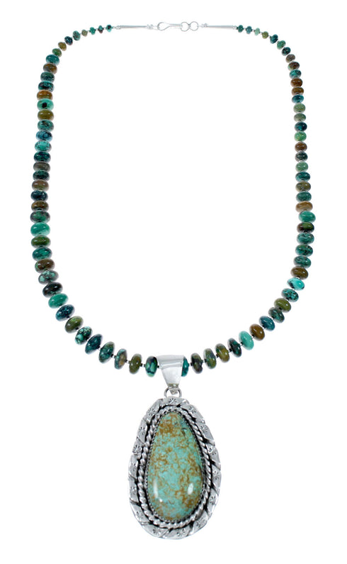 Navajo Sterling Silver Turquoise Necklace Pendant Set SX10221