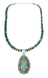 Navajo Sterling Silver Turquoise Necklace Pendant Set SX10221
