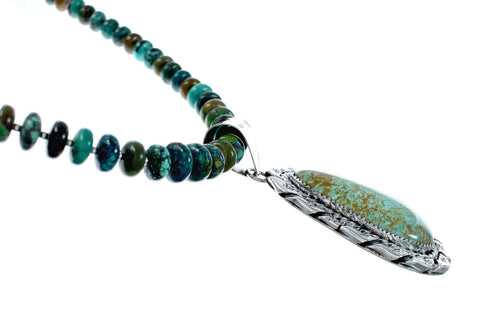 Navajo Sterling Silver Turquoise Necklace Pendant Set SX10221