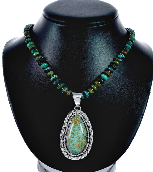 Navajo Sterling Silver Turquoise Necklace Pendant Set SX10221