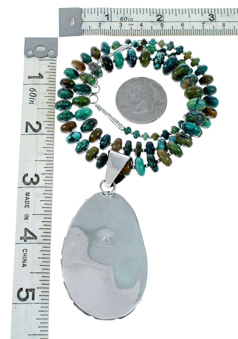 Navajo Sterling Silver Turquoise Necklace Pendant Set SX10221