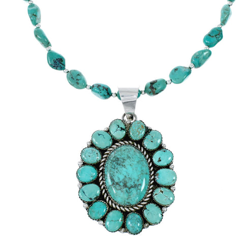 Navajo Native American Turquoise Necklace Pendant Set SX10222