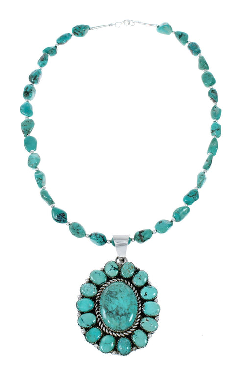 Navajo Native American Turquoise Necklace Pendant Set SX10222