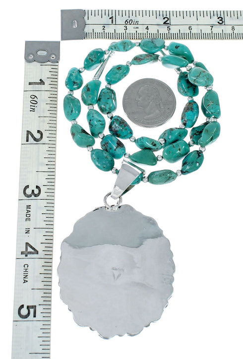 Navajo Native American Turquoise Necklace Pendant Set SX10222