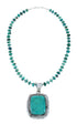 Genuine Navajo Sterling Silver Turquoise Necklace Pendant Set SX10223