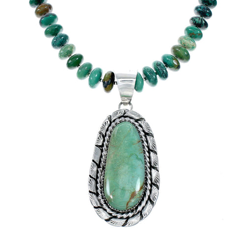 Genuine Navajo Turquoise Sterling Silver Necklace Pendant Set SX10225