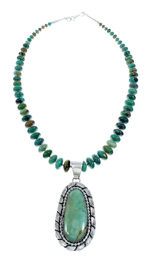 Genuine Navajo Turquoise Sterling Silver Necklace Pendant Set SX10225