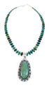 Genuine Navajo Turquoise Sterling Silver Necklace Pendant Set SX10225