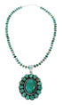 Navajo Native American Turquoise Sterling Silver Necklace Pendant Set SX10227