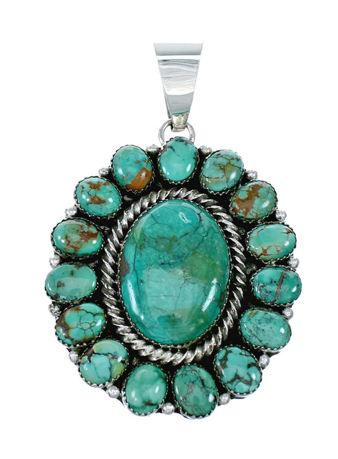 Navajo Native American Turquoise Sterling Silver Necklace Pendant Set SX10227