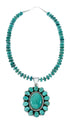 Navajo Turquoise Sterling Silver Necklace Pendant Set SX10226