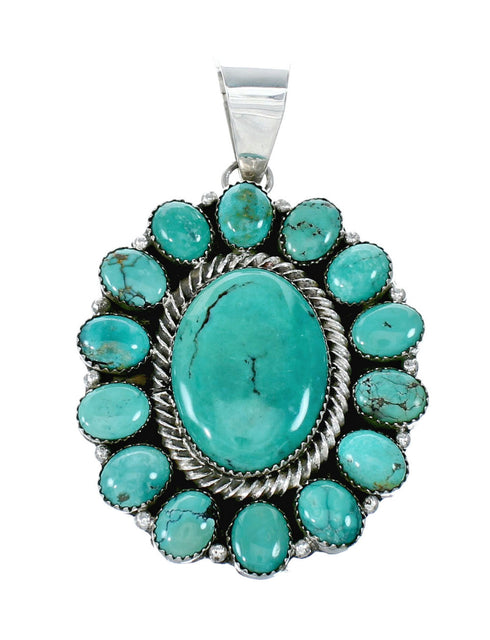 Navajo Turquoise Sterling Silver Necklace Pendant Set SX10226