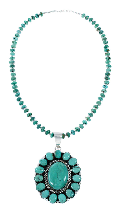 Navajo Turquoise Sterling Silver Necklace Pendant Set SX10228