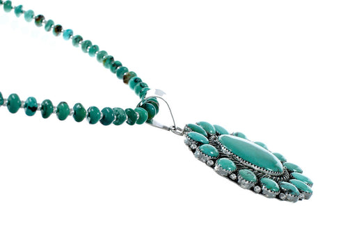 Navajo Turquoise Sterling Silver Necklace Pendant Set SX10228