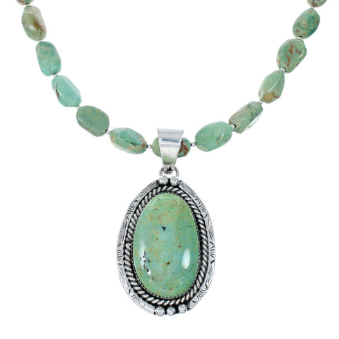 Genuine Navajo Turquoise Sterling Silver Necklace Pendant Set SX10229