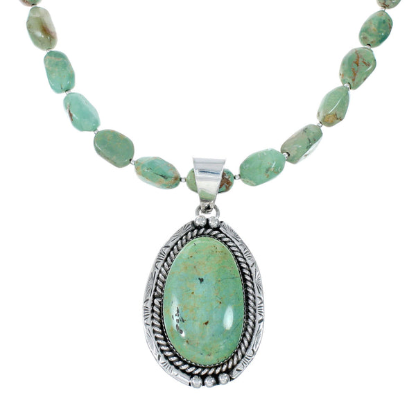 Genuine Navajo Turquoise Sterling Silver Necklace Pendant Set SX10229