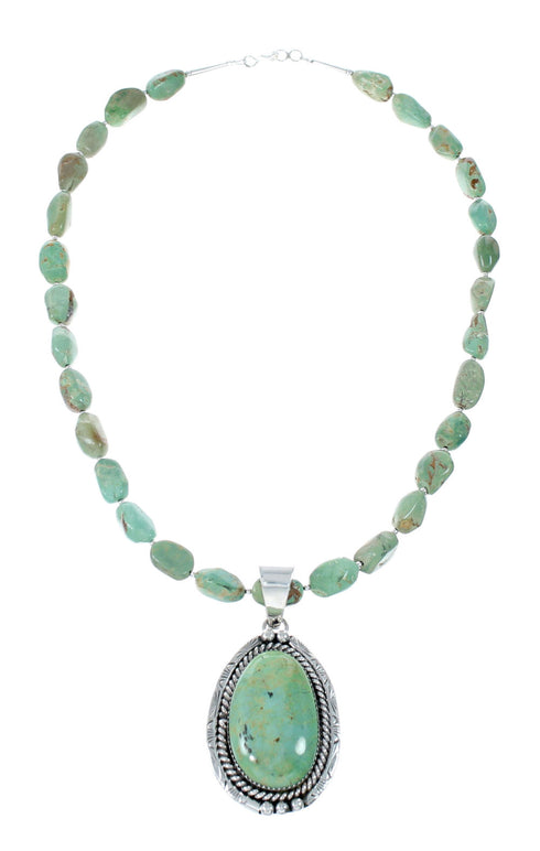 Genuine Navajo Turquoise Sterling Silver Necklace Pendant Set SX10229