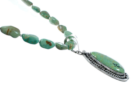 Genuine Navajo Turquoise Sterling Silver Necklace Pendant Set SX10229