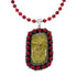 Native American Coral and Amber Bead Sterling Silver Necklace Pendant Set SX10252