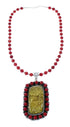 Native American Coral and Amber Bead Sterling Silver Necklace Pendant Set SX10252