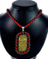 Native American Coral and Amber Bead Sterling Silver Necklace Pendant Set SX10252