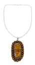 Native American Amber Bead And Sterling Silver Italian Rope Necklace SX10253