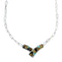 Sterling Silver Multicolor Navajo Pendant And Italian Link Chain Necklace SX10256