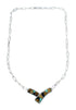 Sterling Silver Multicolor Navajo Pendant And Italian Link Chain Necklace SX10256