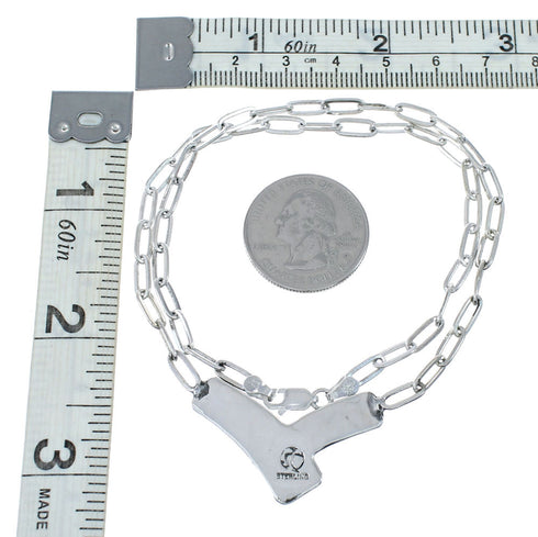 Sterling Silver Multicolor Navajo Pendant And Italian Link Chain Necklace SX10256