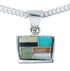 Sterling Silver Multicolor Navajo Pendant And 16" Italian Link Chain Necklace SX10255