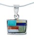Sterling Silver Multicolor Navajo Pendant And 18" Italian Snake Chain Necklace SX10254