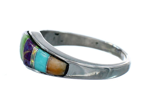 Genuine Sterling Silver Southwestern Multicolor Ring Size 7-3/4 SX10249