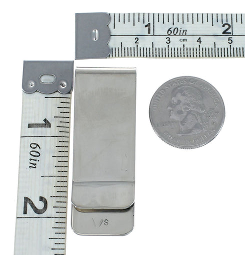 Sterling Silver And Triple Cube Turquoise Inlay Navajo Money Clip SX10250