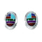 Multicolor Native American Inlay Sterling Silver Post Earrings SX10240