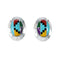 Multicolor Native American Inlay Sterling Silver Post Earrings SX10241