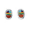 Multicolor Native American Inlay Sterling Silver Post Earrings SX10242