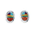 Multicolor Native American Inlay Sterling Silver Post Earrings SX10242
