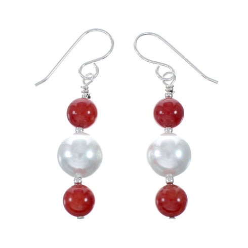 Genuine Sterling Silver Multicolor Bead Hook Dangle Earrings SX10235