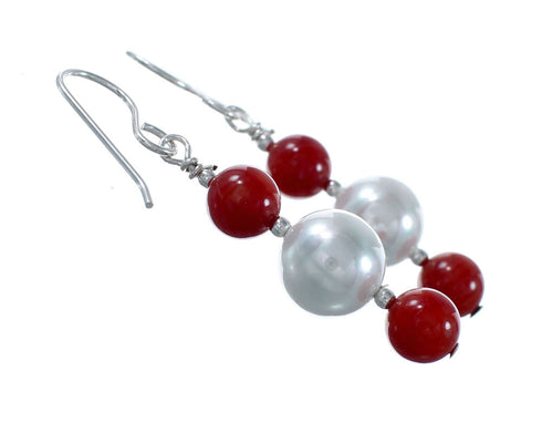 Genuine Sterling Silver Multicolor Bead Hook Dangle Earrings SX10235