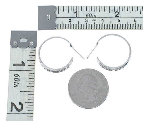 Sterling Silver Jewelry Native American Navajo Post Hoop Earrings SX10237