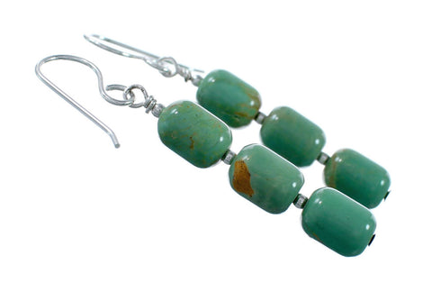 Navajo Genuine Sterling Silver Turquoise Hook Dangle Earrings SX10234