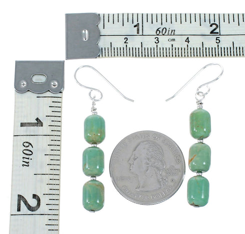 Navajo Genuine Sterling Silver Turquoise Hook Dangle Earrings SX10234