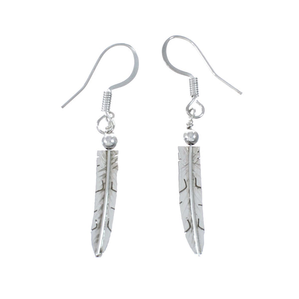 Native American Sterling Silver Feather Hook Dangle Earrings SX10232